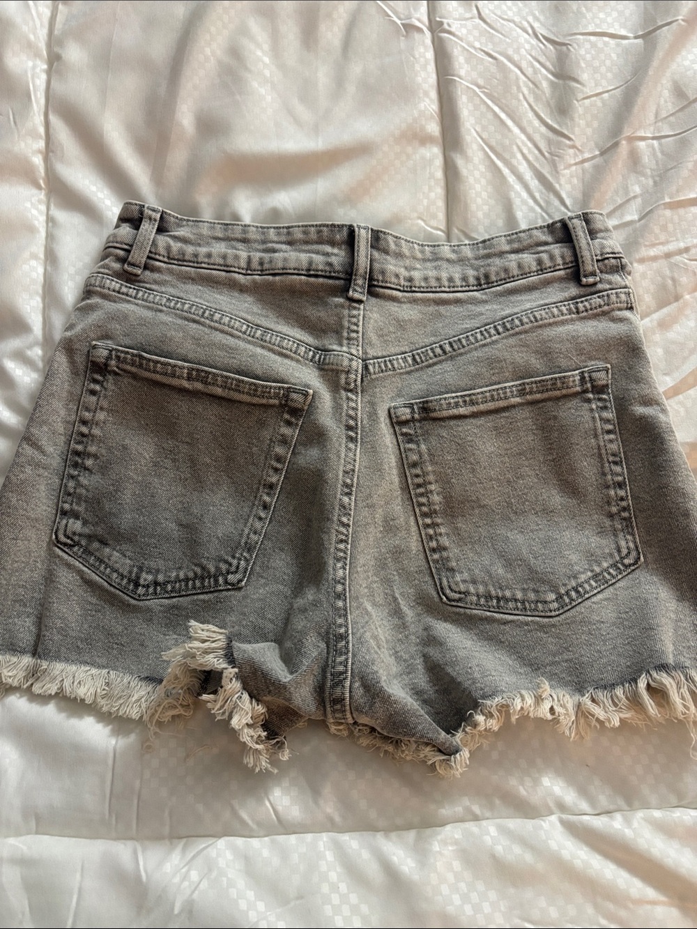 H&M Gray Frayed Hem Denim Shorts